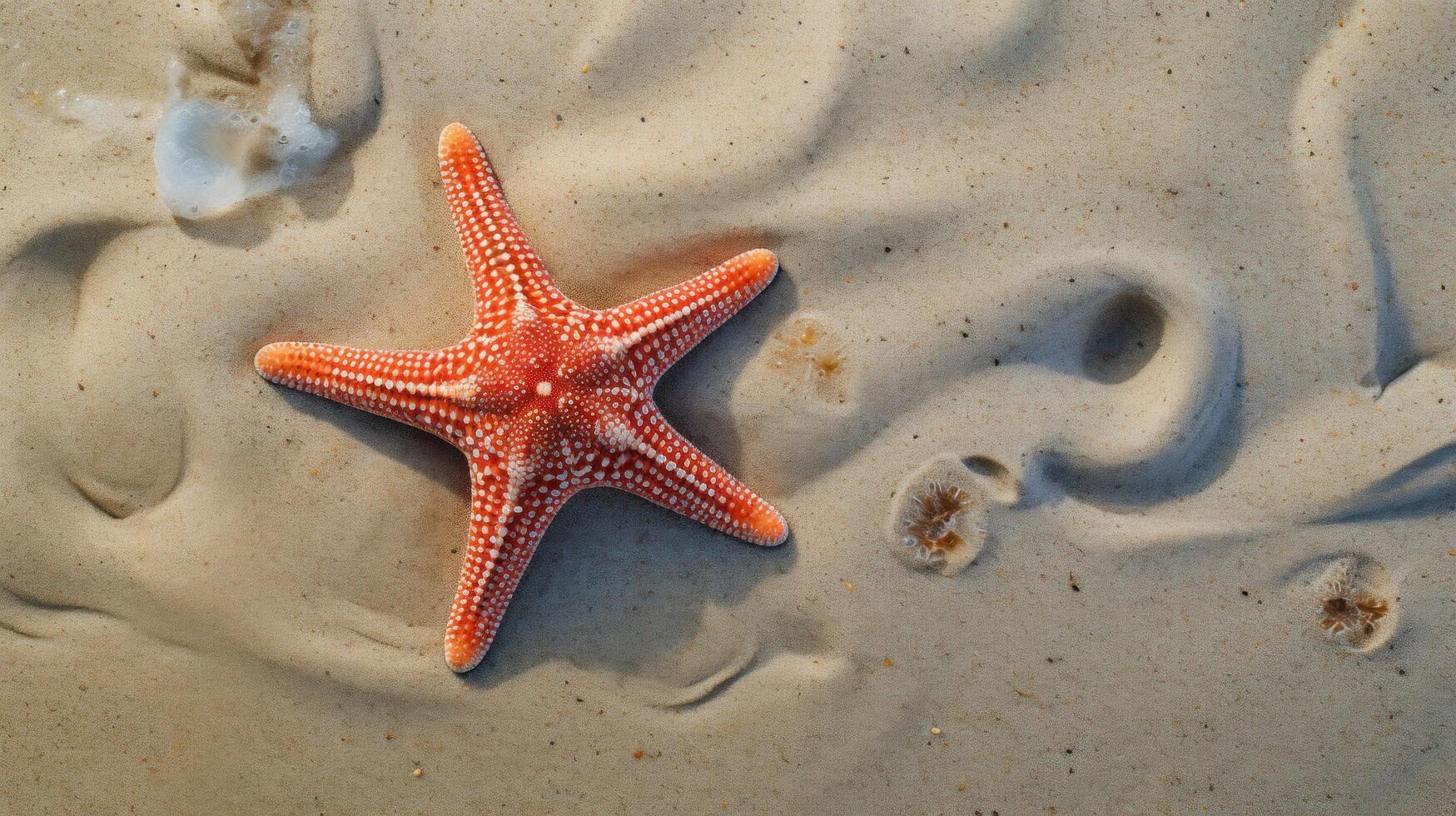 Starfish on the summer beach in sea water. Underwater ocean background, Starfish on a sandy tropical beach, Starfish on a Caribbean beach in summer make for a nice vacation photo