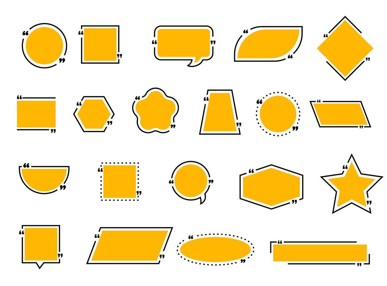 Quote bubble and boxes, chat message, comment vector