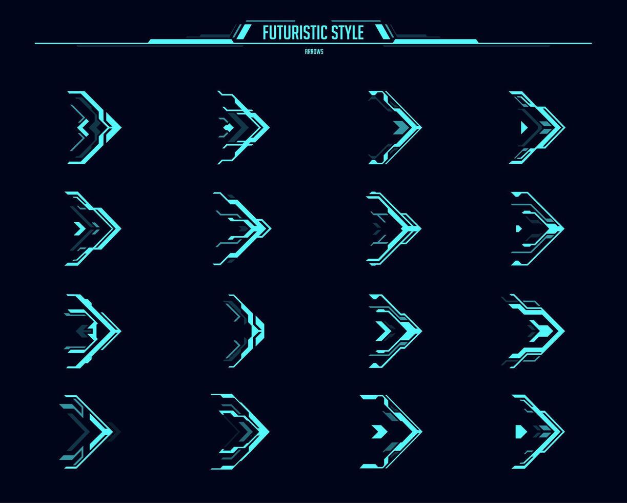 HUD arrows and futuristic navigation pointers, ui vector