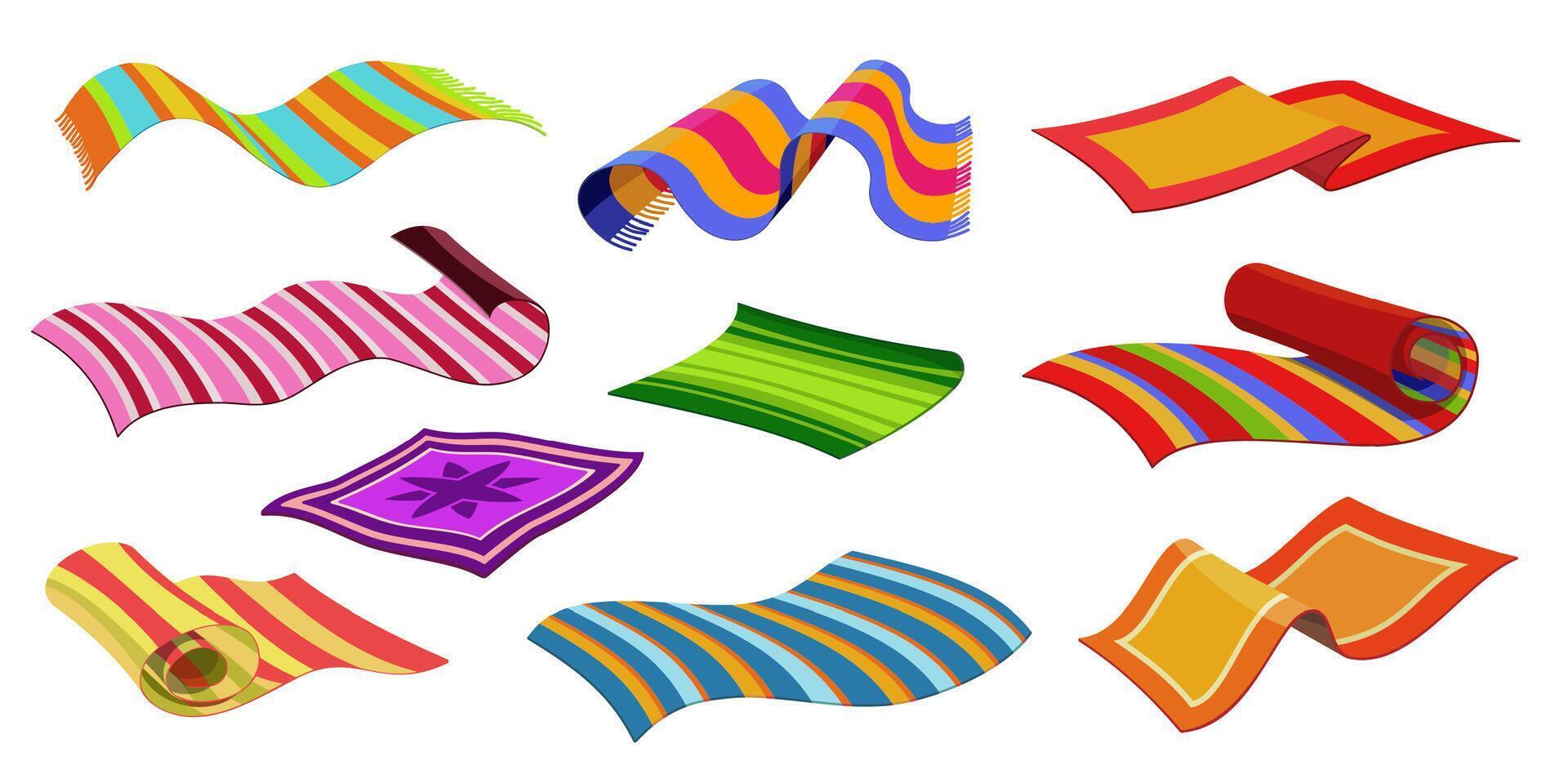Carpets, beach cloth mats, floor rugs and blankets vector
