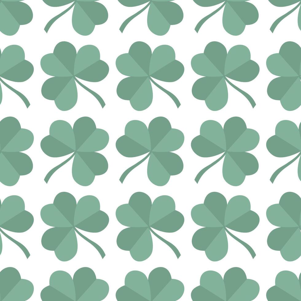 Seamless pattern with leaves of a lucky clover, symbols of St. Patrick's Day. Wrapping paper, textile design, background. vector