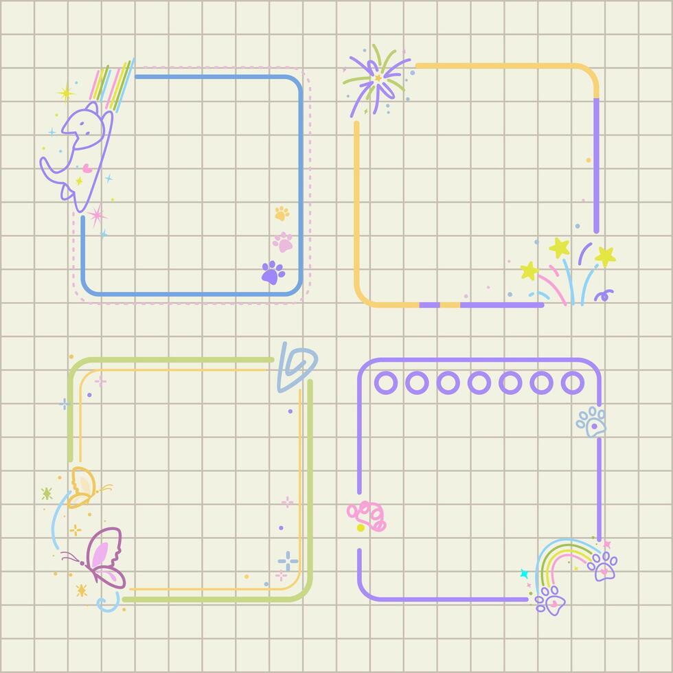 adorable cat and butterfly paper notes design for journal element vector