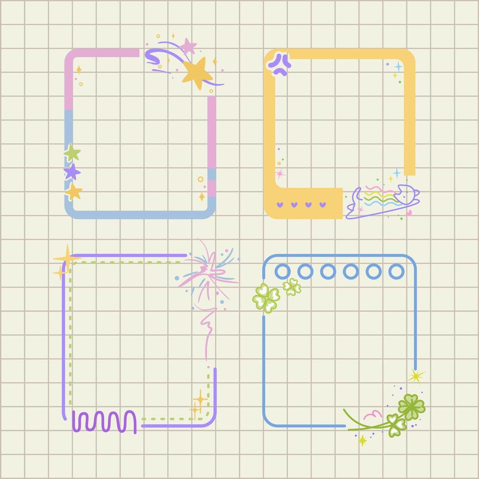 pastel star and clover paper notes design for journal element vector