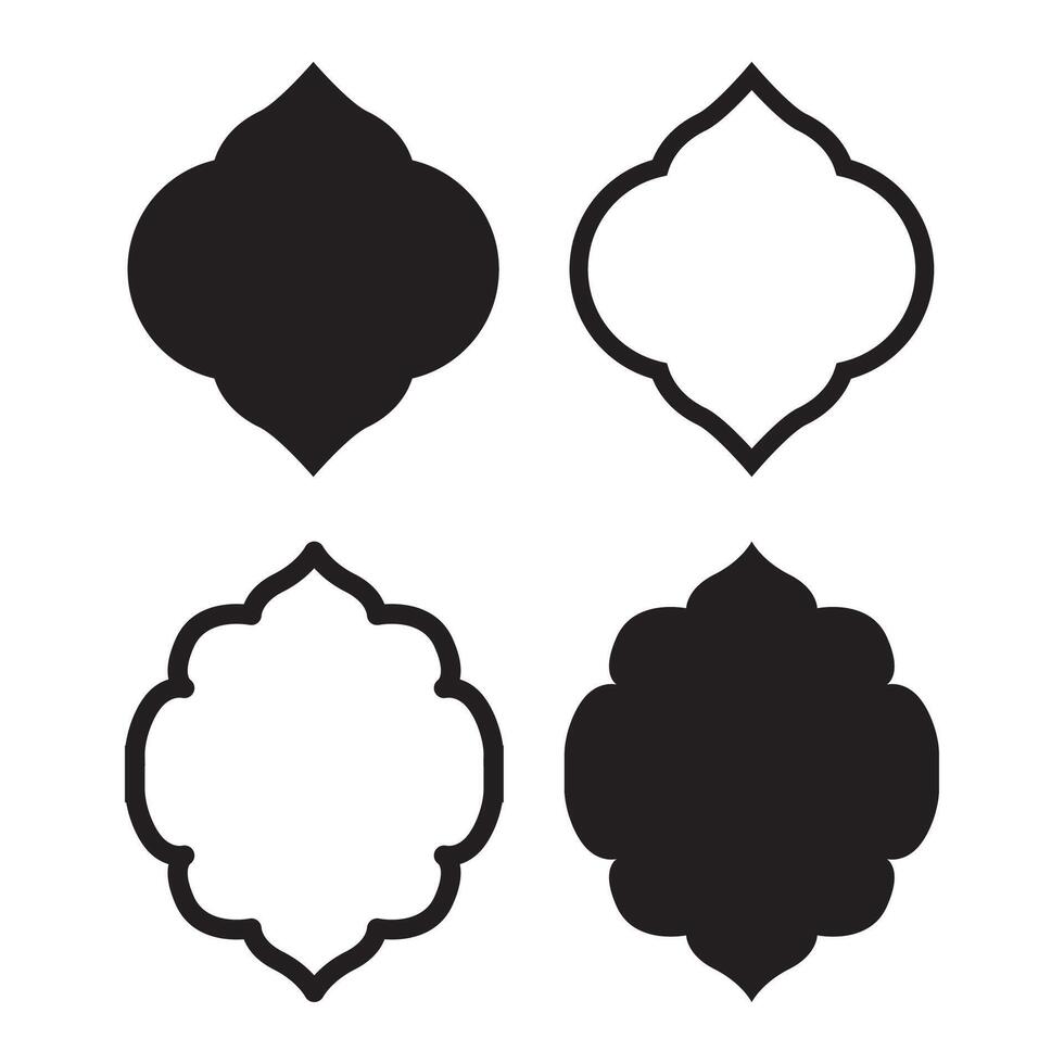 Black Silhouette Frame Ornament Shape Islamic Theme For Ramadan And Eid vector