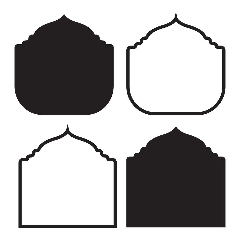 Set Of Islamic Shape Frame Badge Silhouettes For Ramadan And Eid vector