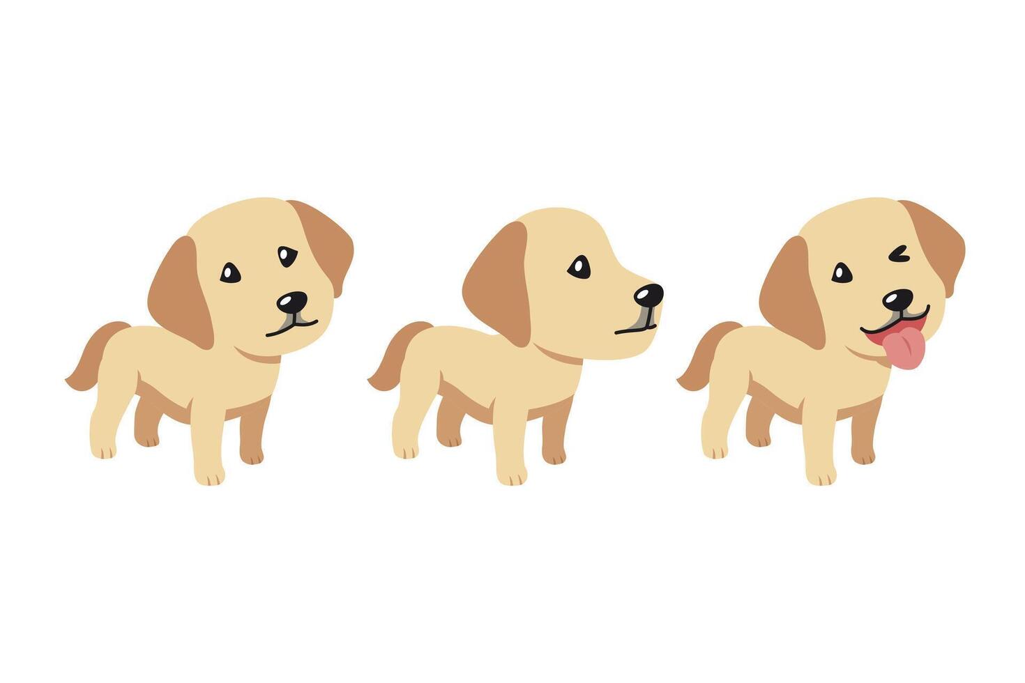 Set of cartoon character cute labrador retriever dog vector