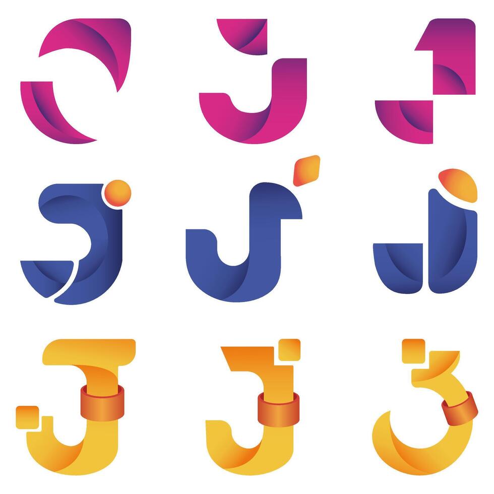 Gradient Modern Logo Bundle Letter J vector