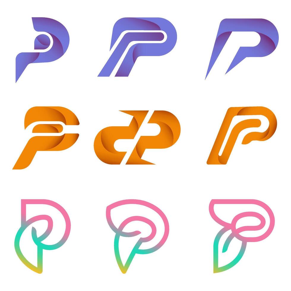 Gradient Modern Logo Bundle Letter P vector