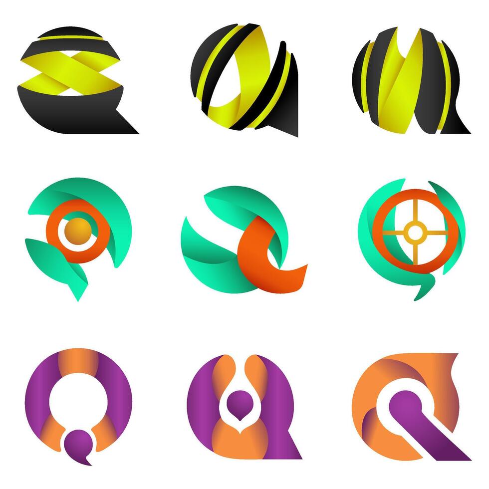 Gradient Modern Logo Bundle Letter Q vector