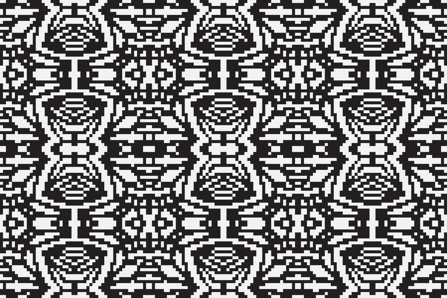 Nordic pattern Seamless Bandana print silk Motif embroidery, Pixel Ikat embroidery Design for Print tie dyeing pillowcase sambal puri kurti mughal architecture vector