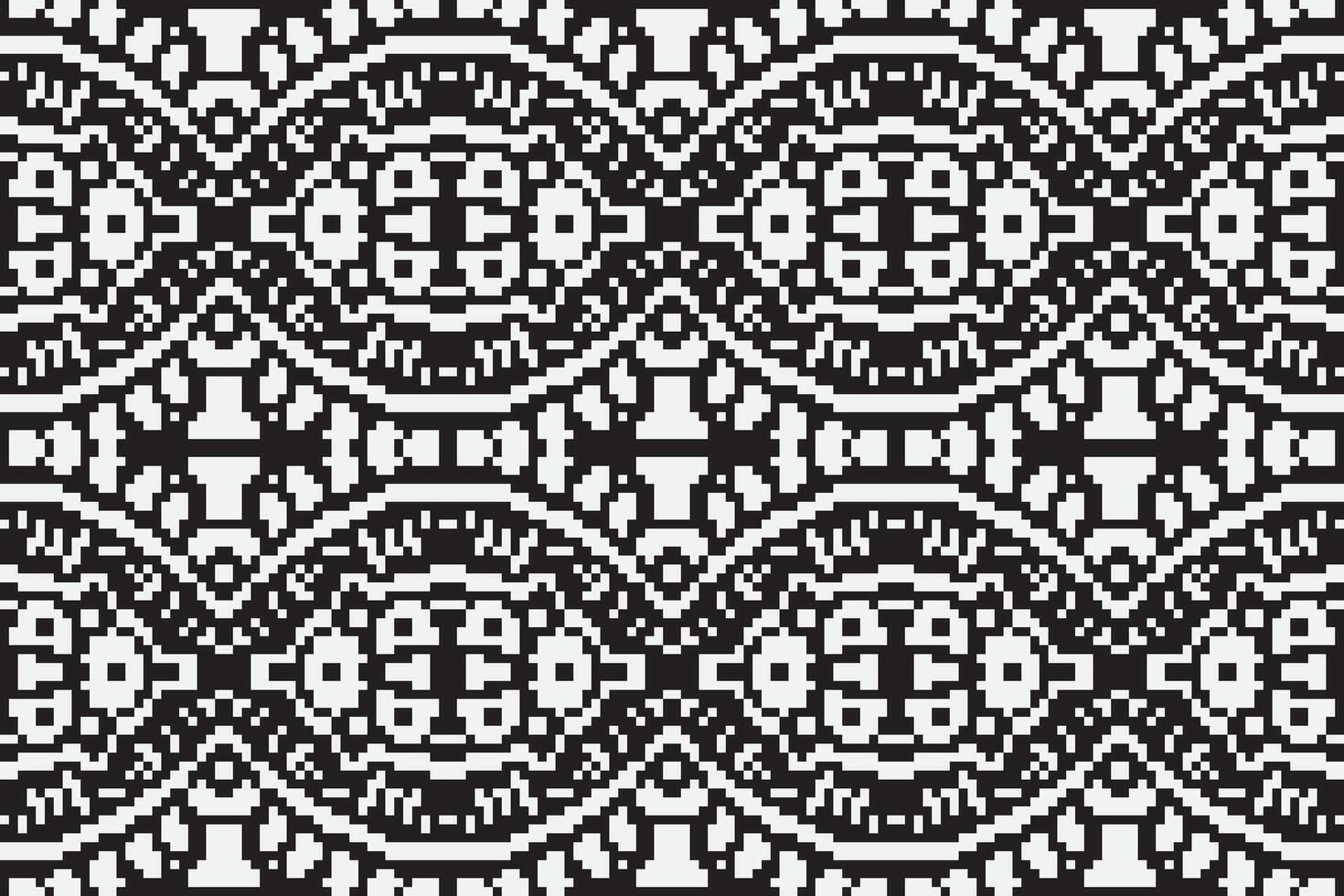 Motif folklore pattern Seamless Scandinavian pattern Motif embroidery, Pixel Ikat embroidery Design for Print pattern vintage flower folk navajo patchwork pattern vector