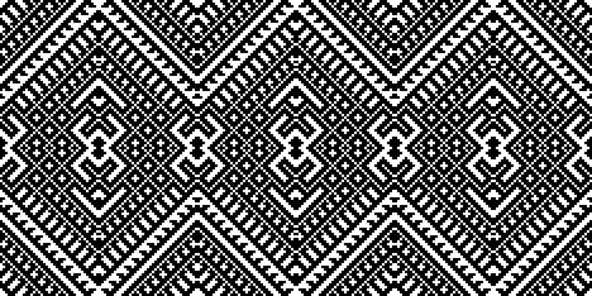Motif Pixel Seamless Pattern Embroidery Background. Pixel Stripe Geometric Ethnic Oriental Pattern Traditional. Pixel Aztec Style Abstract Design for Print Texture,fabric,saree,sari,carpet. vector