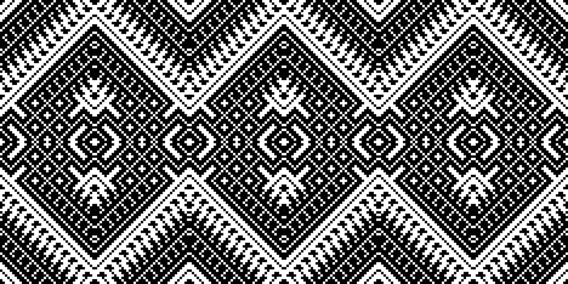 Motif Pixel Seamless Pattern Embroidery Background. Pixel Stripes Geometric Ethnic Oriental Pattern Traditional. Pixel Aztec Style Abstract Design for Print Texture,fabric,saree,sari,carpet. vector