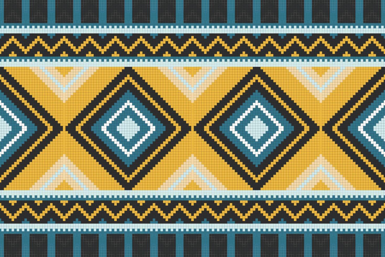 Ikat Damask Embroidery Background. Ikat Floral Geometric Ethnic Oriental Pattern Traditional. Ikat Aztec Style Abstract Design for Print Texture,fabric,saree,sari,carpet. vector