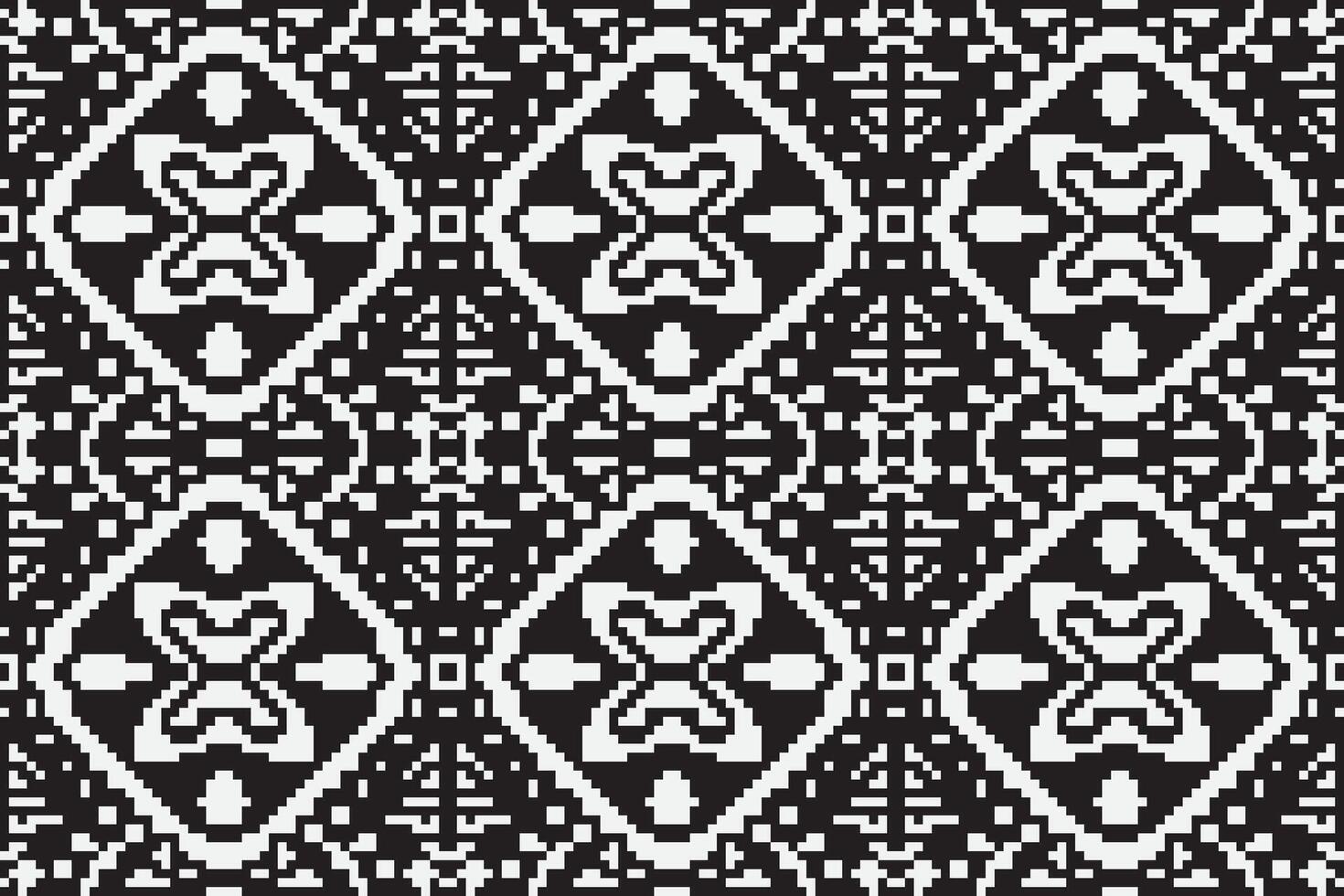 Silk fabric Patola sari Pattern Seamless Bandana print silk Motif embroidery, Pixel Ikat embroidery Design for Print vyshyvanka placemat quilt sarong sarong beach kurtis Indian motifs vector
