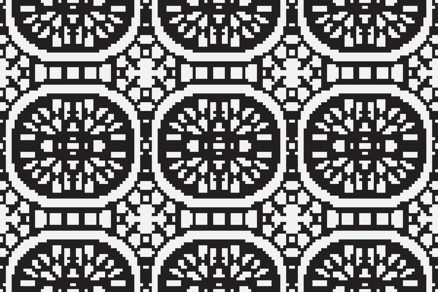Nordic pattern Seamless Mughal architecture Motif embroidery, Pixel Ikat embroidery Design for Print vyshyvanka placemat quilt sarong sarong beach kurtis Indian motifs vector
