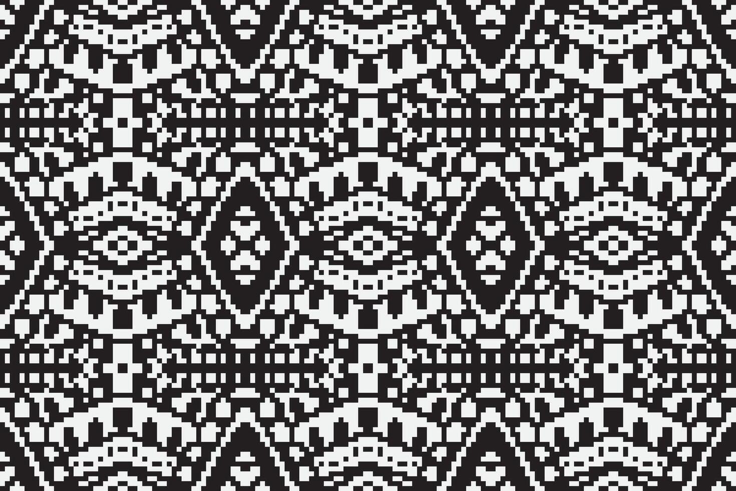 Nordic pattern Seamless Scandinavian pattern Motif embroidery, Pixel Ikat embroidery Design for Print tie dyeing pillowcase sambal puri kurti mughal architecture vector