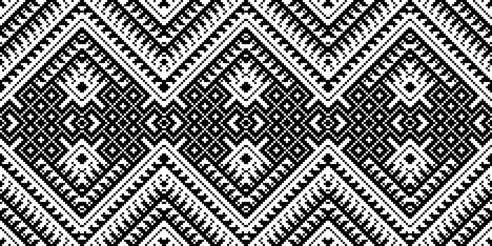 Motif Pixel Seamless Pattern Embroidery Background. Pixel Stripes Geometric Ethnic Oriental Pattern traditional.aztec Style Abstract design for Texture,fabric,clothing,wrapping,sarong. vector
