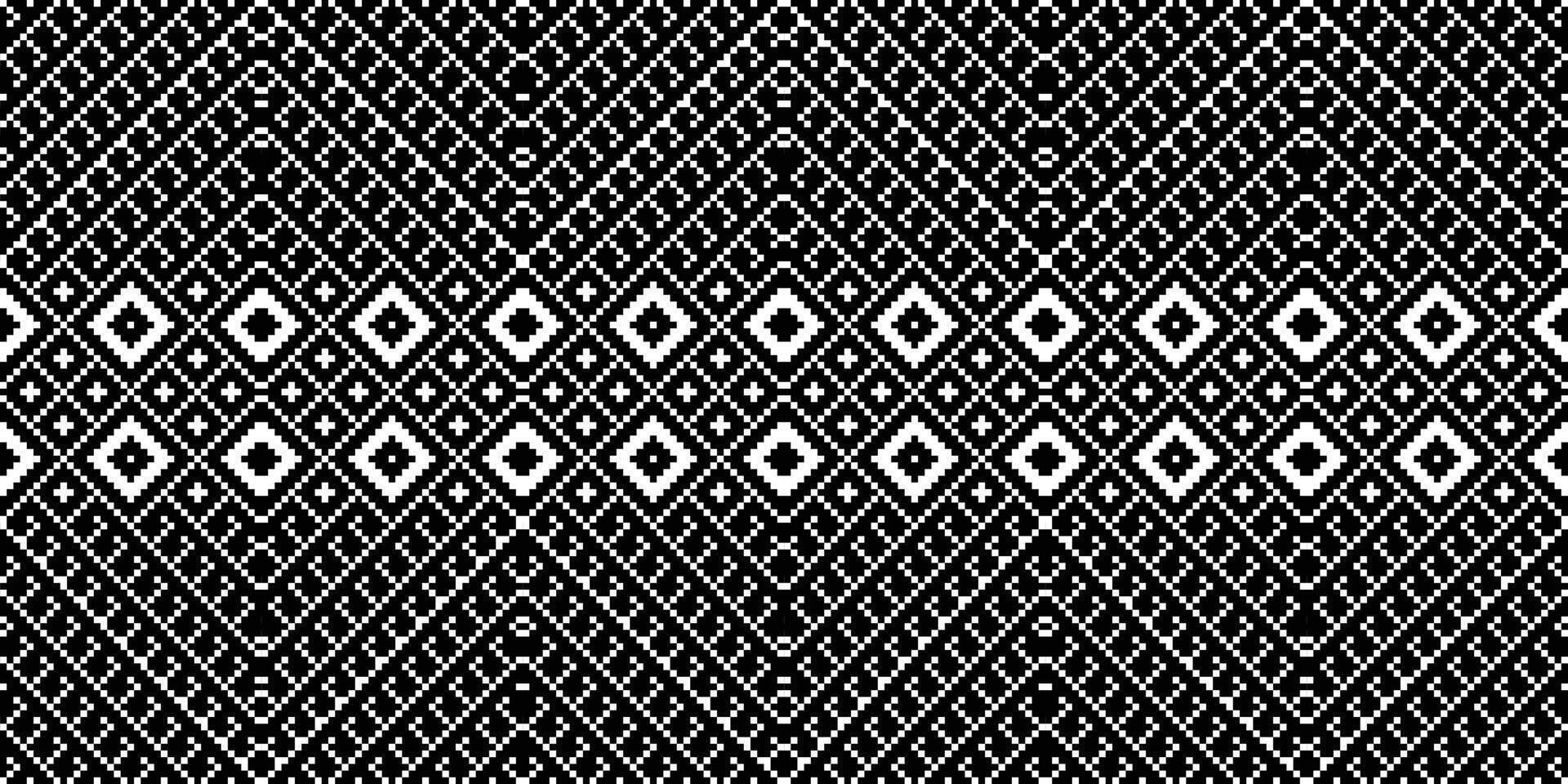 Pixel Seamless Pattern Embroidery Background. Pixel Pattern Geometric Ethnic Oriental Pattern traditional.aztec Style Abstract illustration.design Texture,fabric,clothing,wrapping,sarong. vector