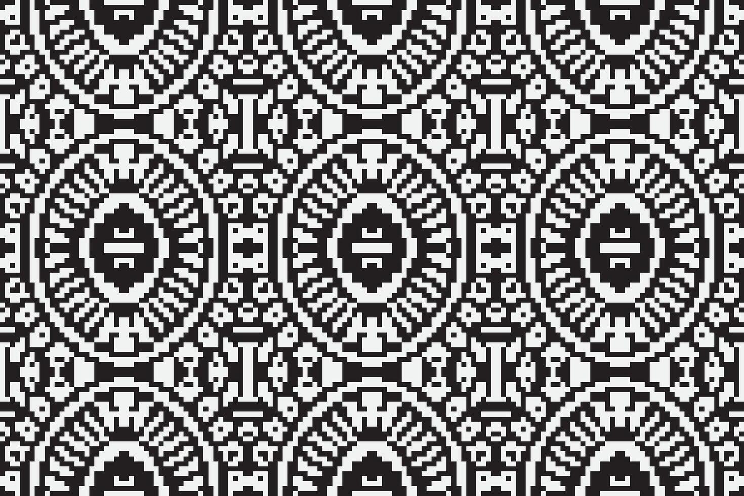 Nordic pattern Seamless Bandana print silk Motif embroidery, Pixel Ikat embroidery Design for Print tapestry floral kimono repeat pattern lacing spanish motif vector