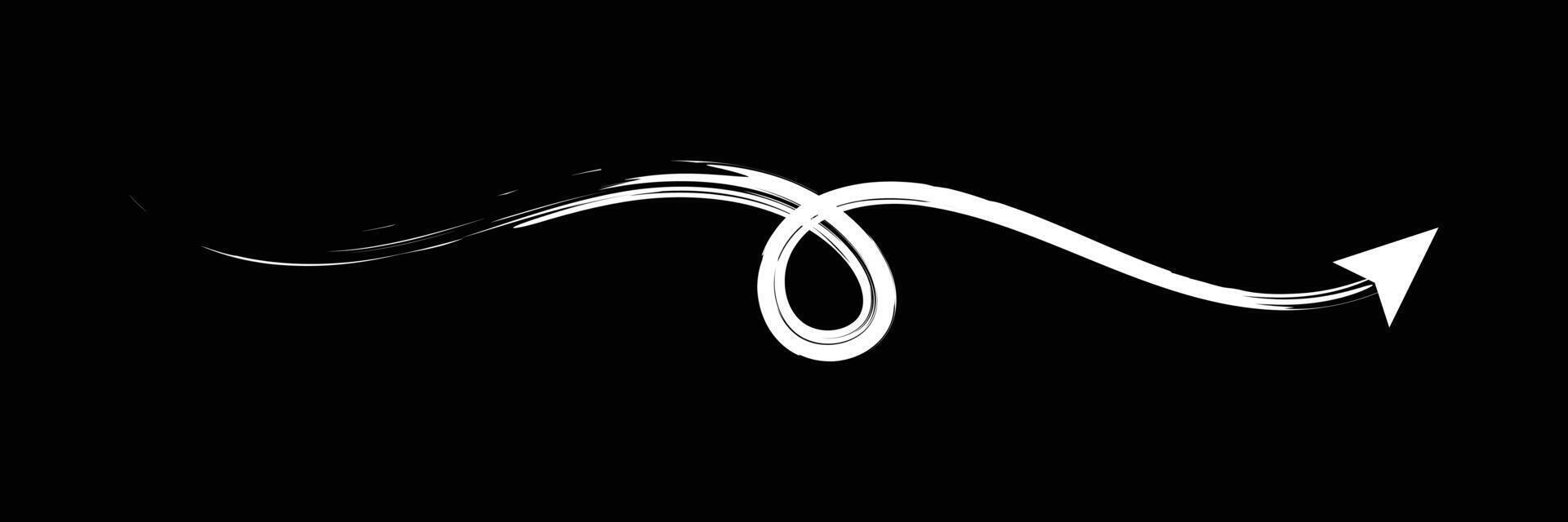 Set of Hand drawn curved arrow icon with brush. Brush long arrow isolated on a white background. vector