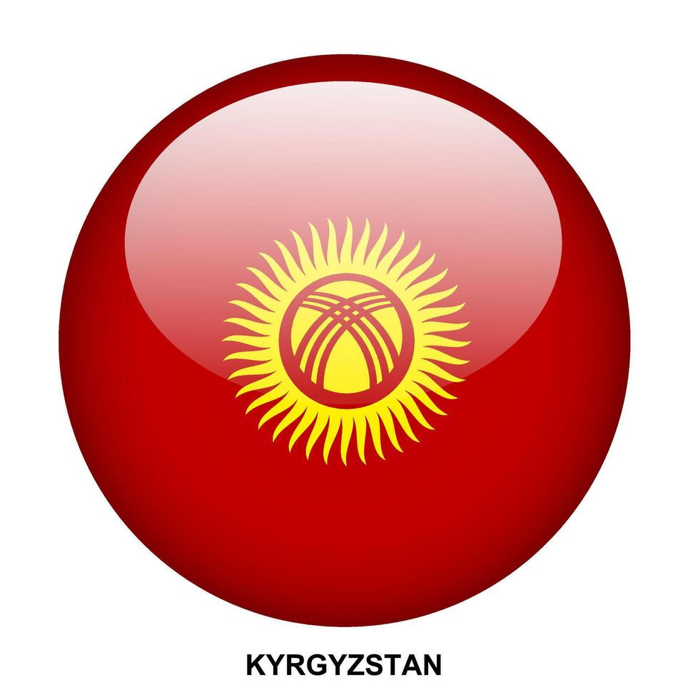 KYRGYZSTAN flag button on white background vector