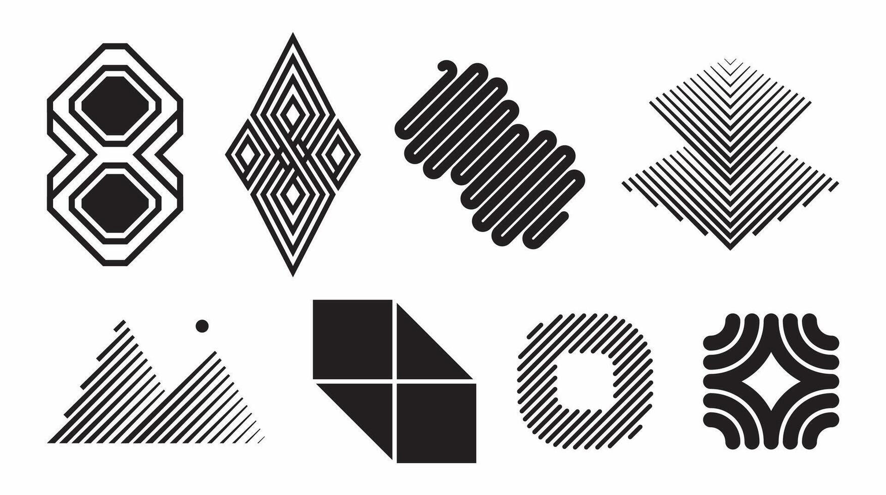 Basic shape for design element, set. Editable icon for graphic design. Black and white flat icon. vector