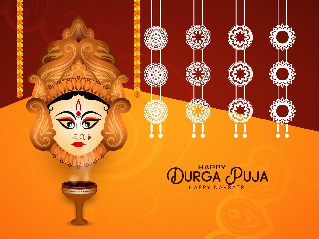 Happy Durga puja and happy Navratri festival decorative cultural greeting background vector