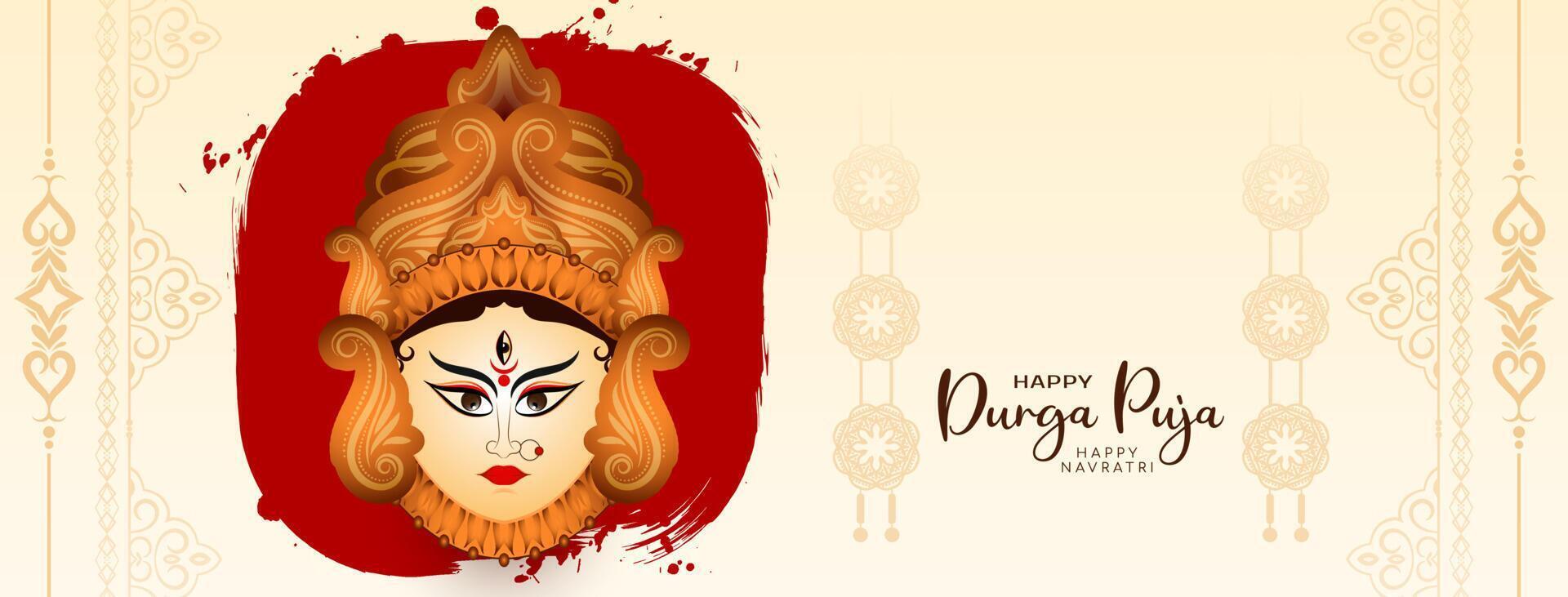 Durga Puja and Happy navratri Indian religious festival elegant banner design vector