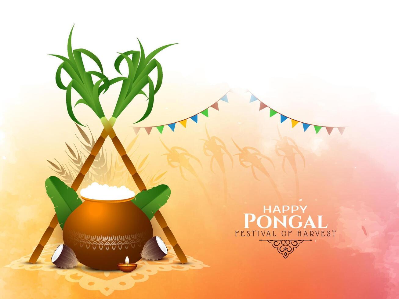 Happy pongal south Indian festival background design vector