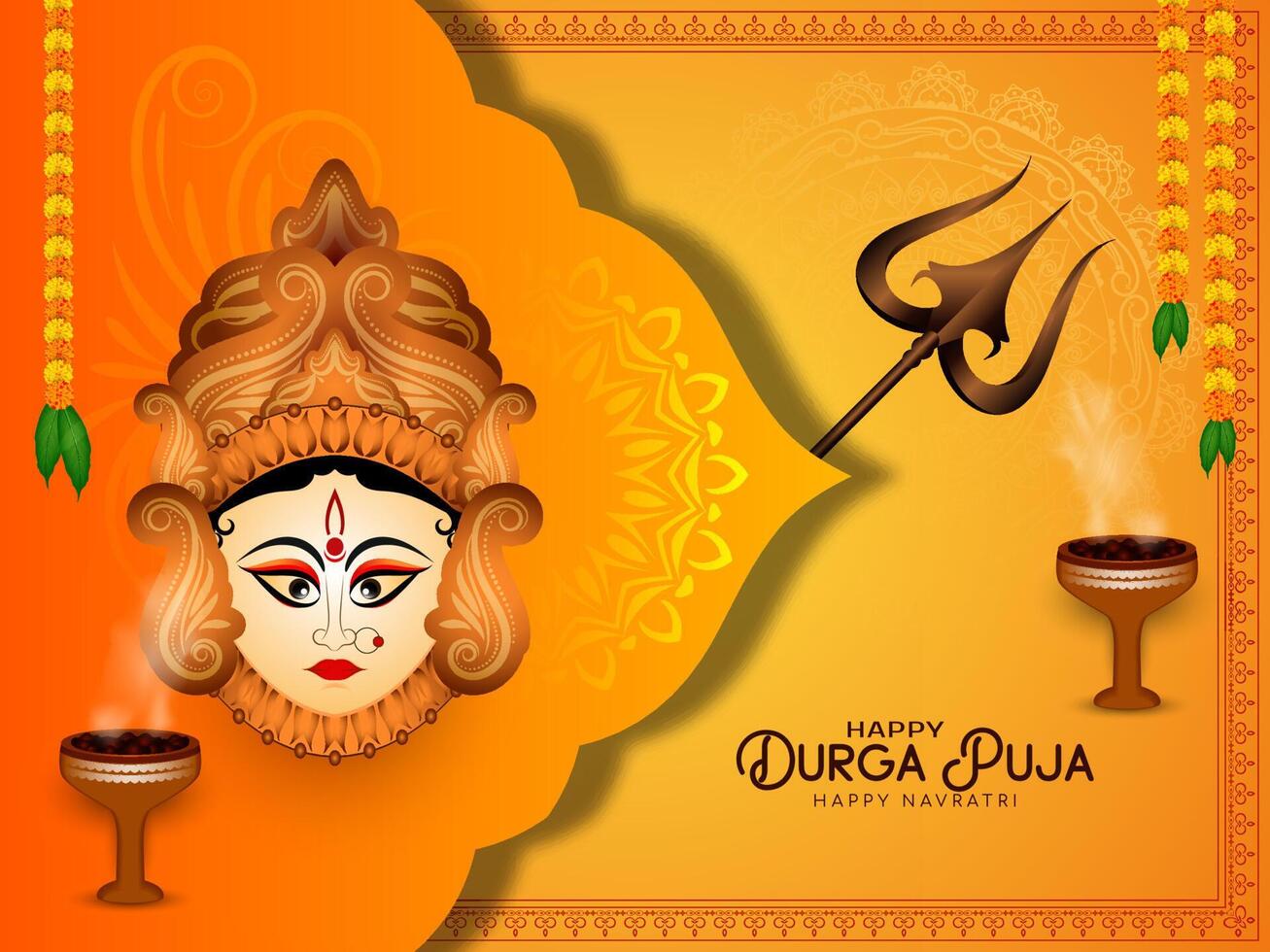 Beautiful elegant Happy Durga puja and happy Navratri festival background vector
