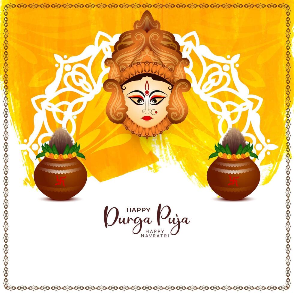Durga Puja and Happy navratri religious festival devotional background vector