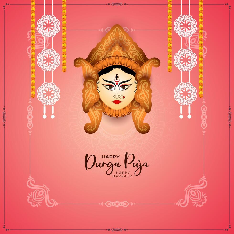 Indian traditional Happy Durga puja and happy Navratri celebration background vector
