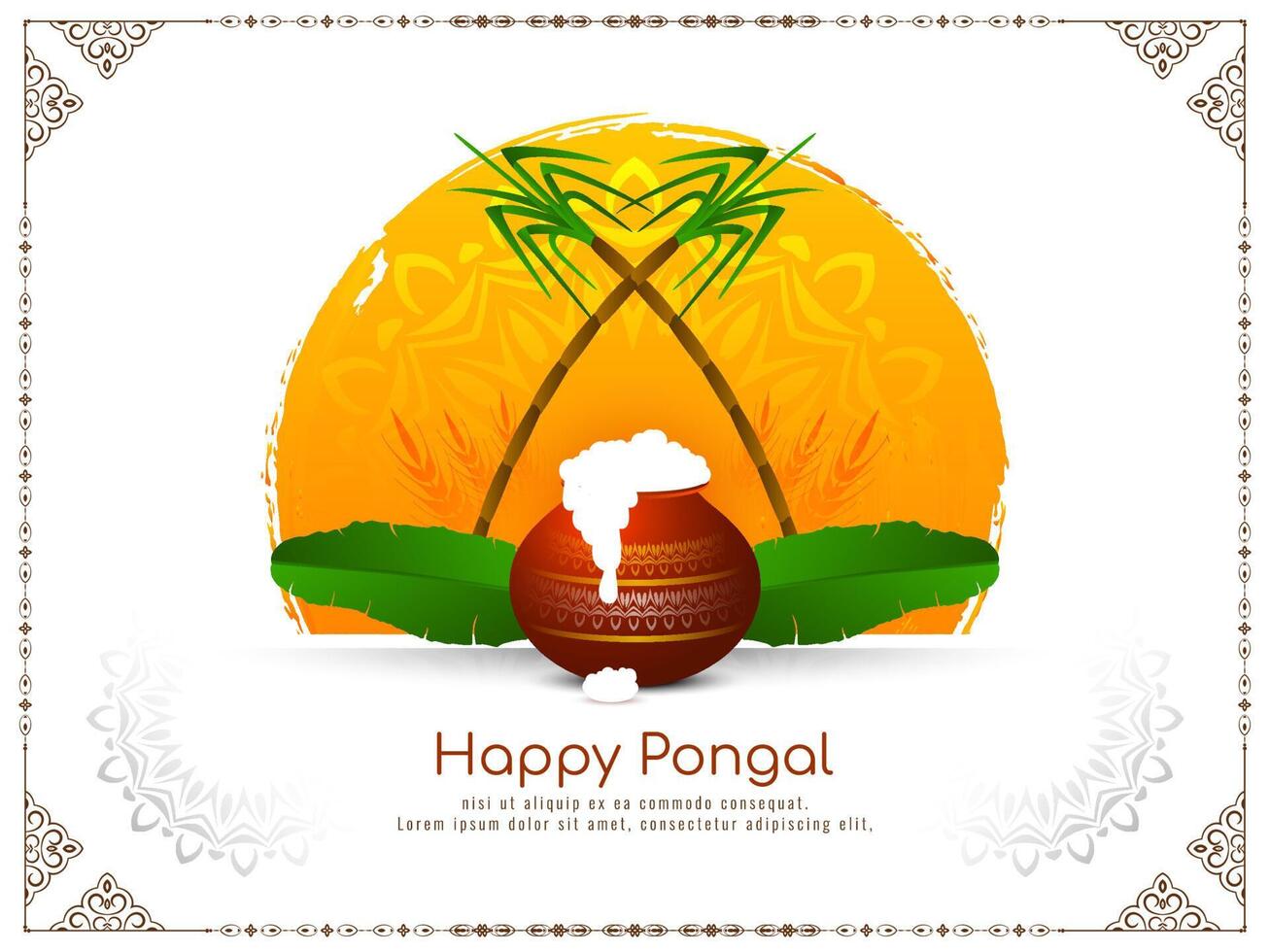 Happy pongal traditional festival celebration background design vector