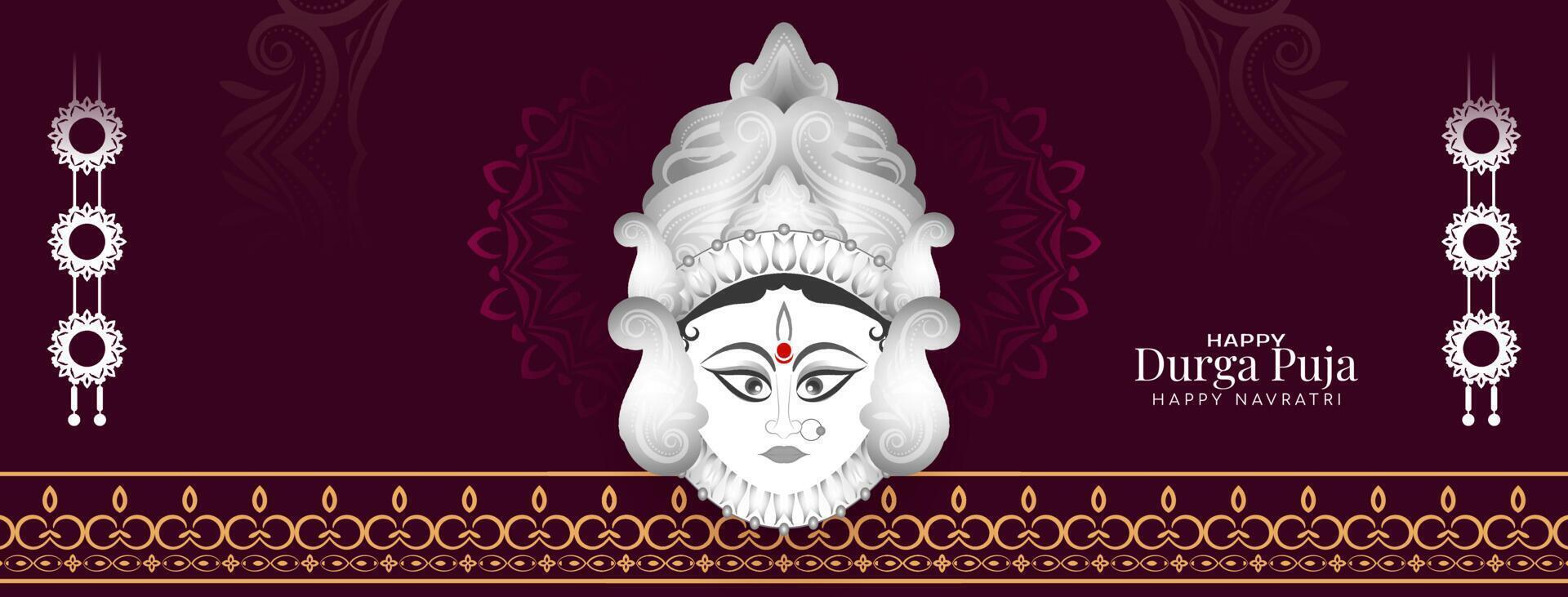 Durga Puja and Happy navratri Indian religious festival elegant banner design vector