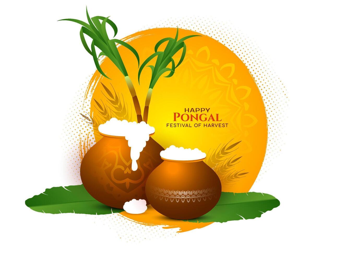 Happy pongal cultural harvest festival celebration card design vector