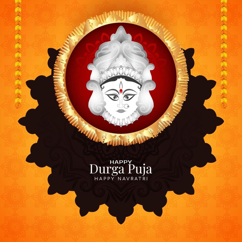 Indian traditional Happy Durga puja and happy Navratri celebration background vector