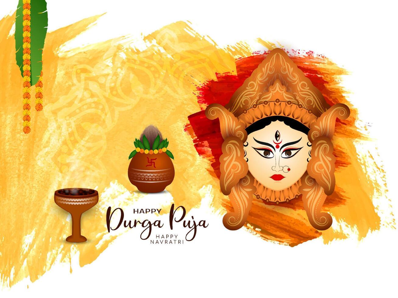 Indian traditional Happy Durga puja and happy Navratri celebration background vector