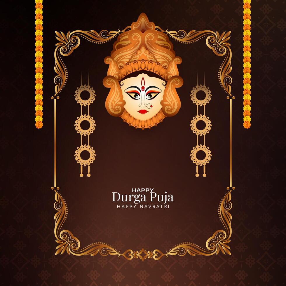 Durga Puja and Happy navratri religious festival devotional background vector