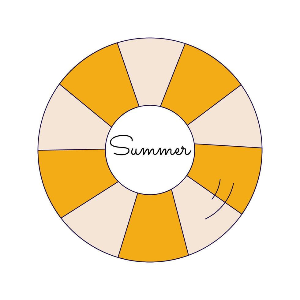 Summer. Yellow retro circle, lifebuoy simple . Isolated on white background vector