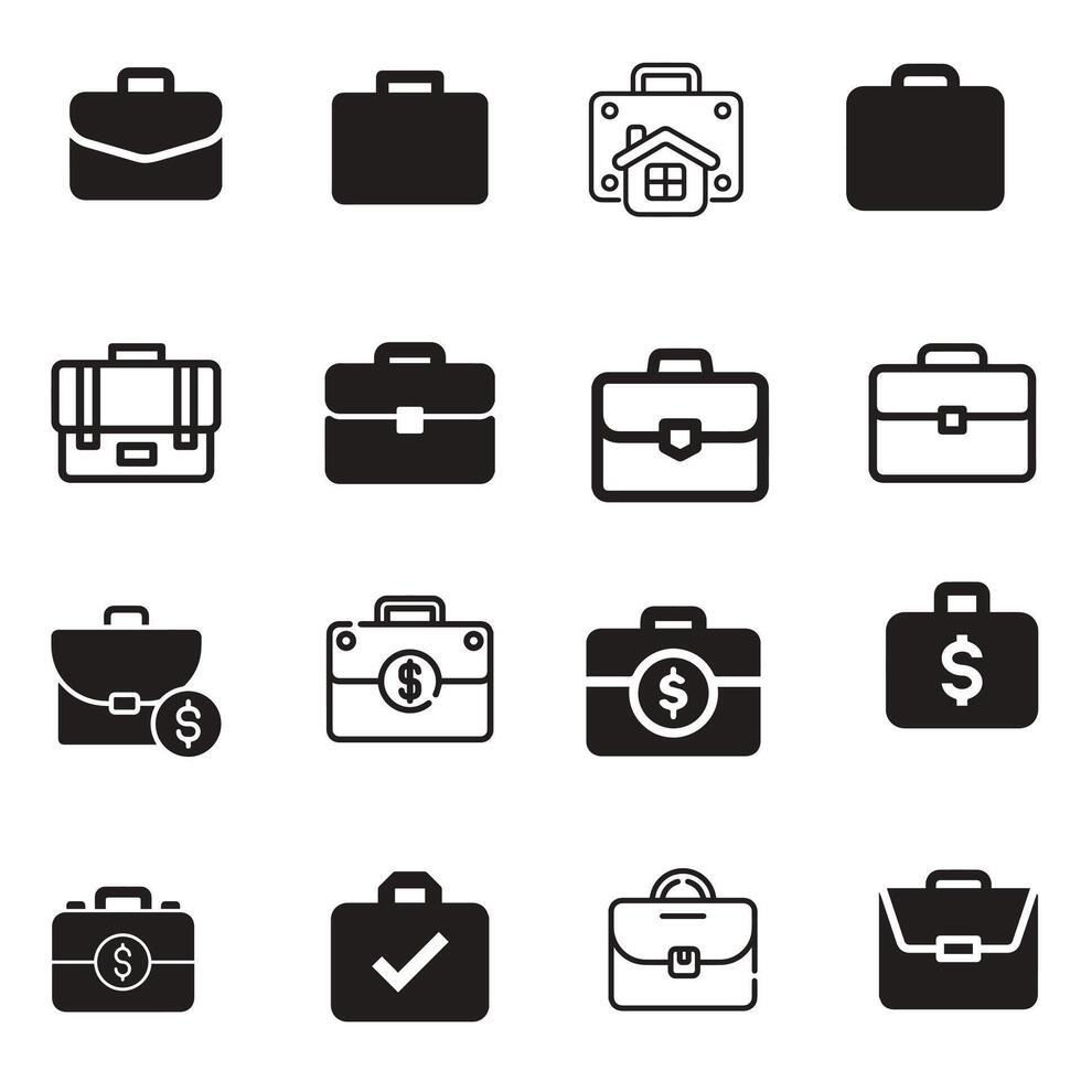 briefcase icon set vector