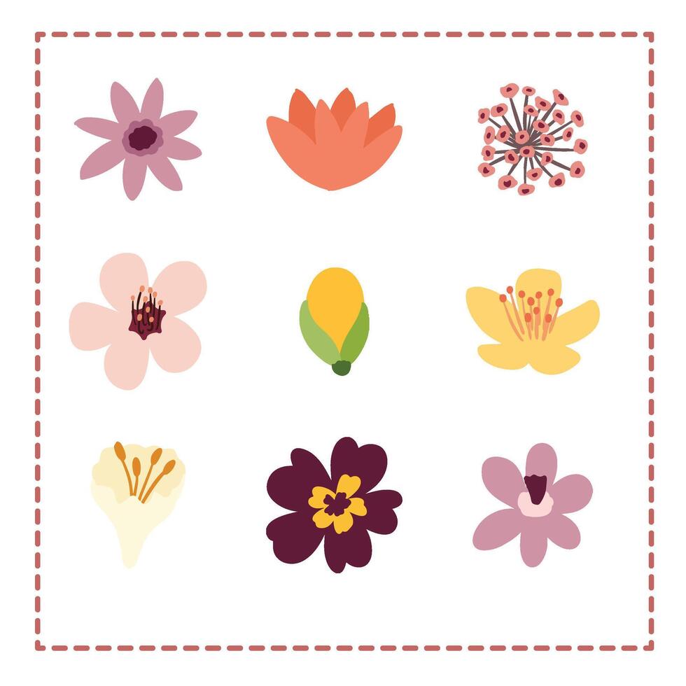 Flower Illustration Simple Set vector
