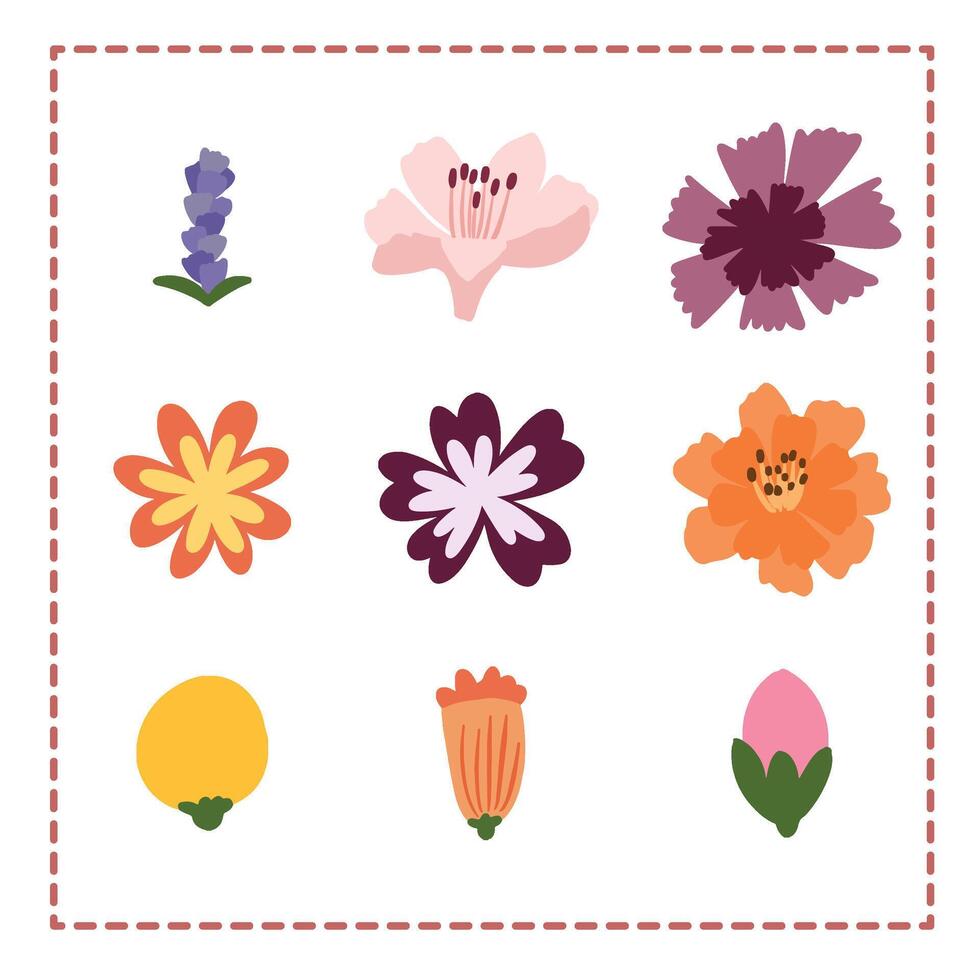 Flower Illustration Simple Set vector