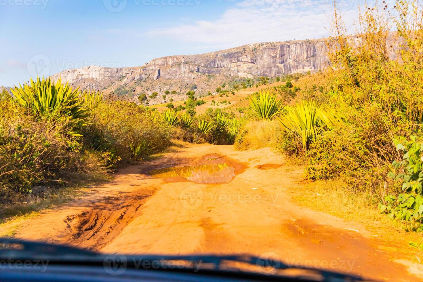 view of hills and mountains along main Madagascar road photo