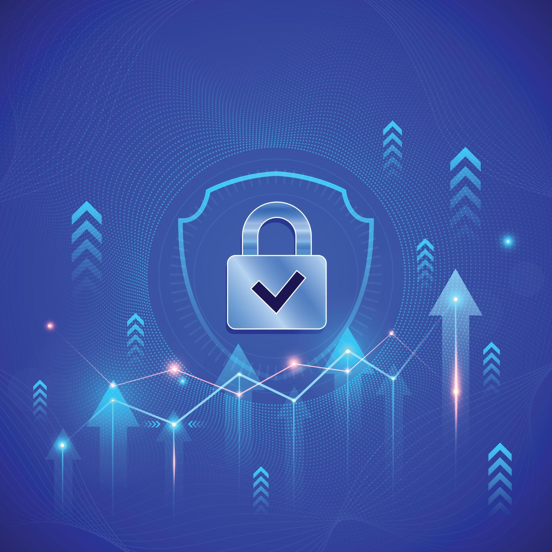 Safe security Finance Up, Down Growth Arrow, economic growth graph
