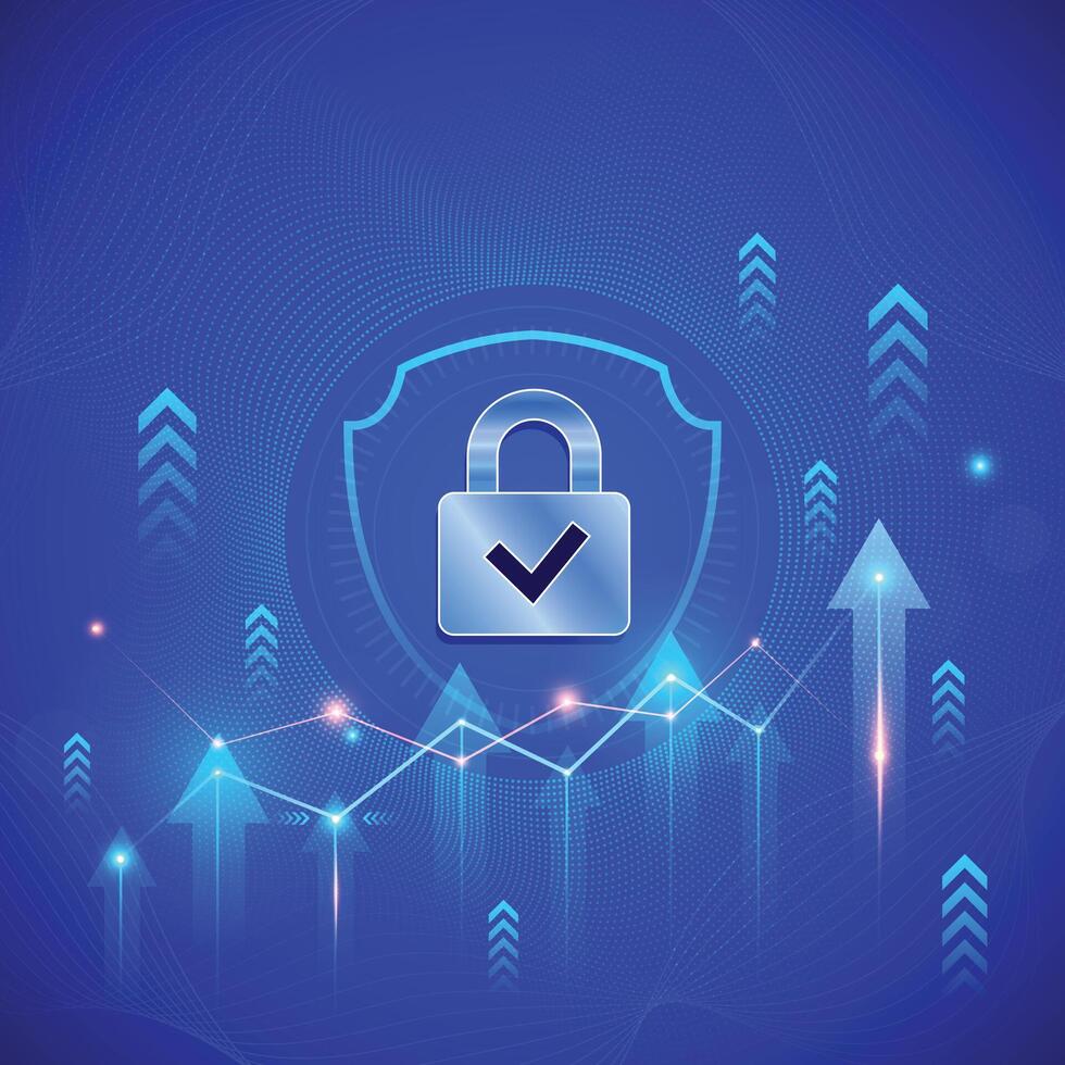Safe security Finance Up, Down Growth Arrow, economic growth graph chart. Business strategy, Digital vector