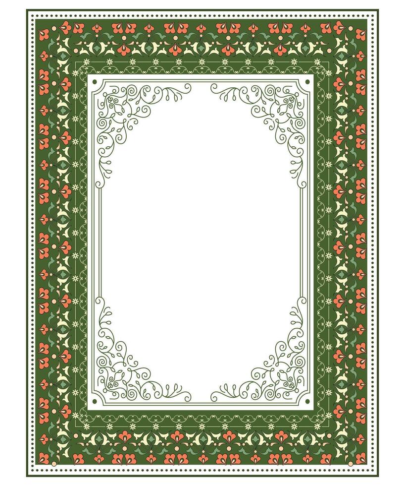 Vintage Old Green photo frame border geometric style Background vector