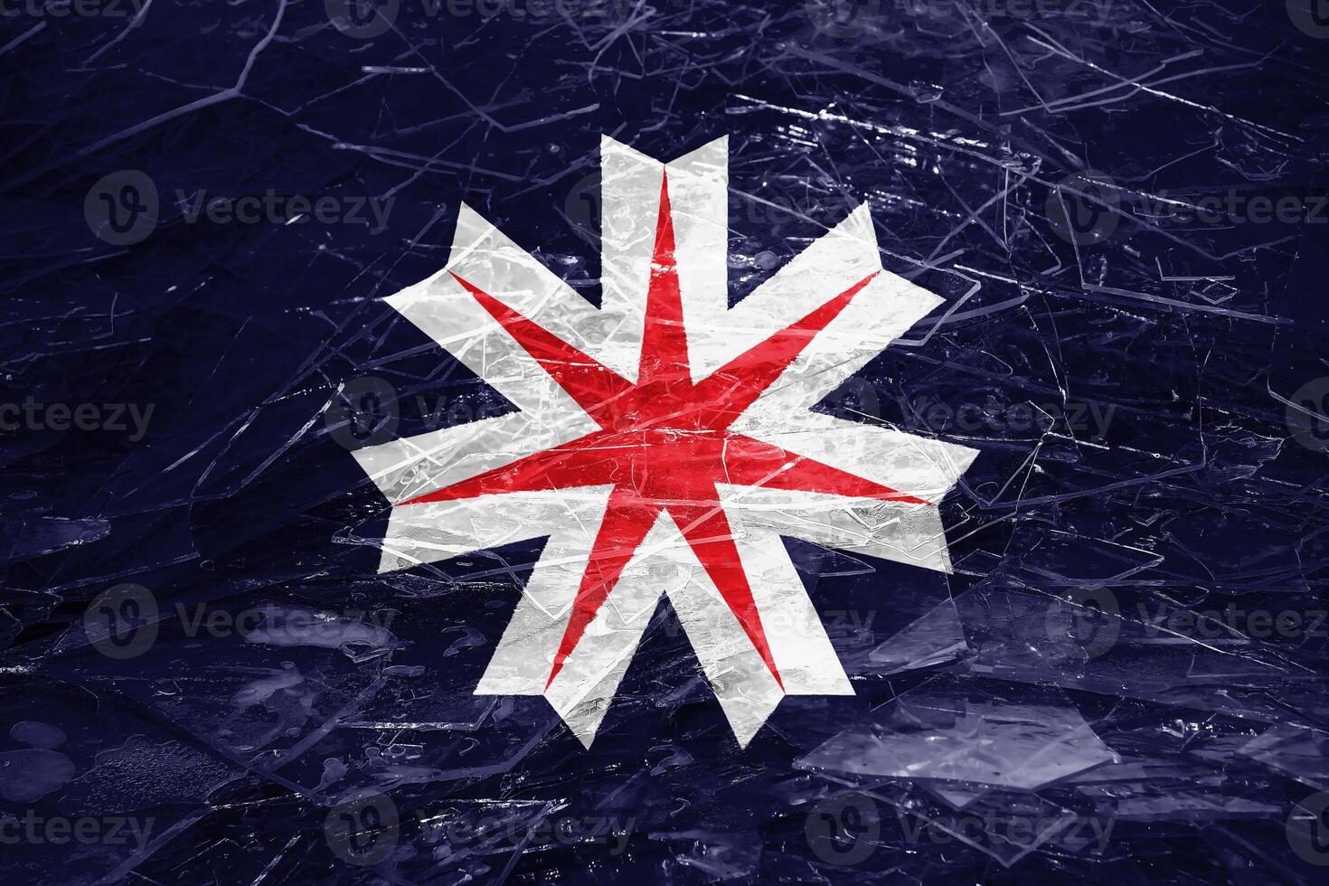 Flag of Hokkaido Prefecture on textured background. Conceptual collage photo