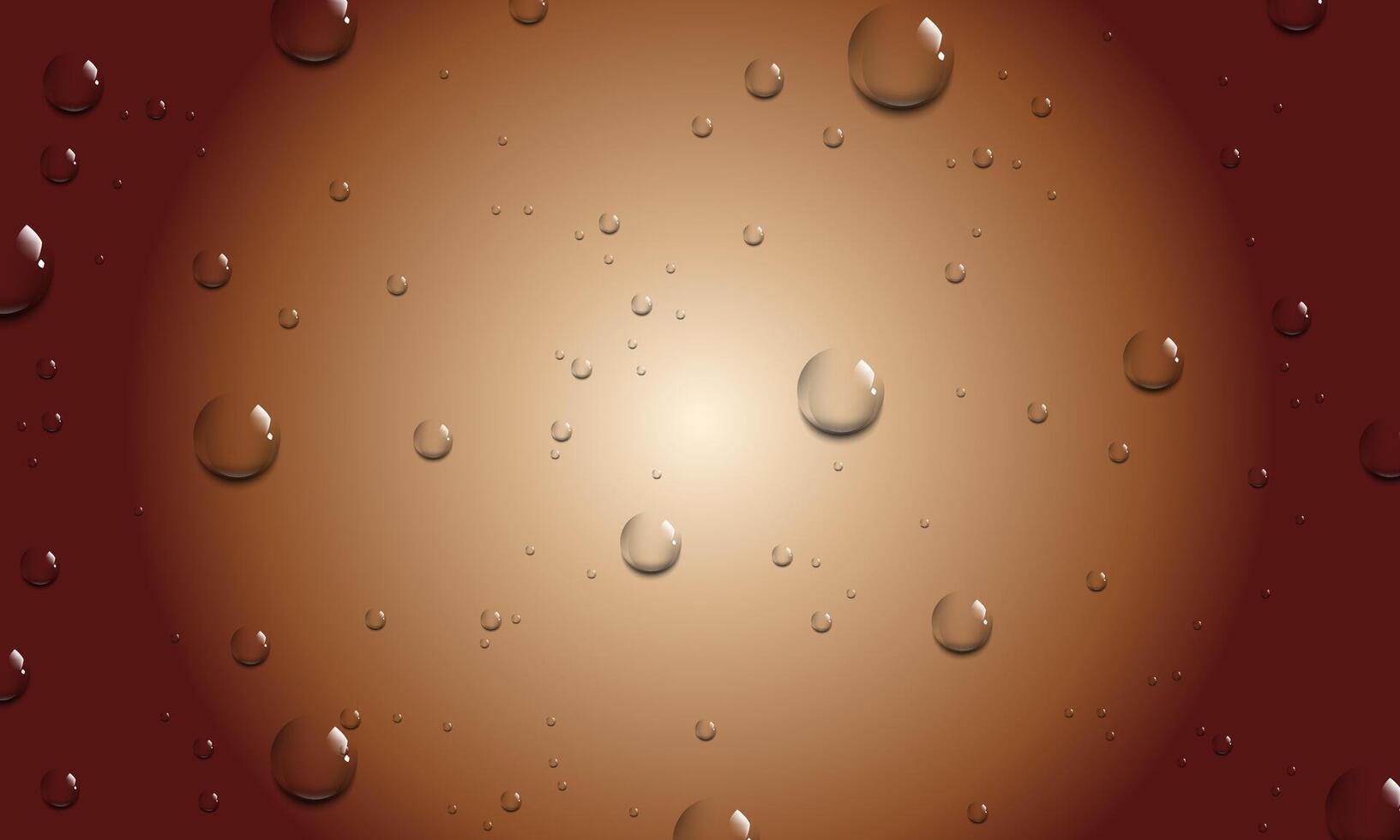 Condensation water drops on shine brown background. vector