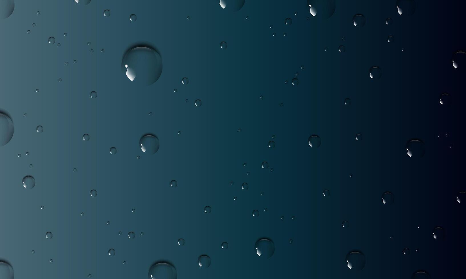 Condensation water drops on dark blue background. vector